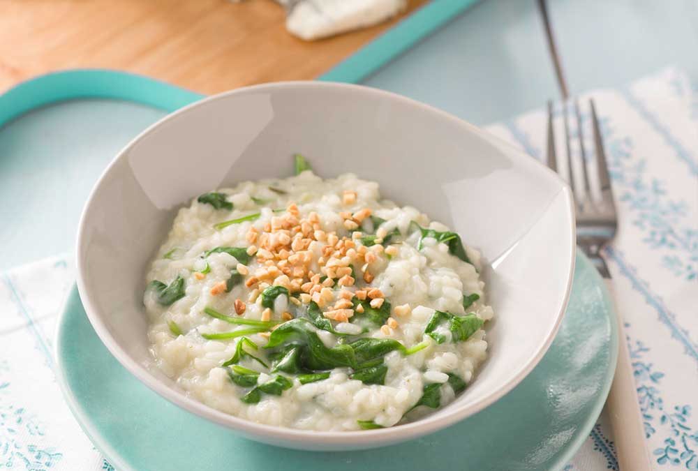 RISOTTO DE QUESO AZUL Y ESPINACAS