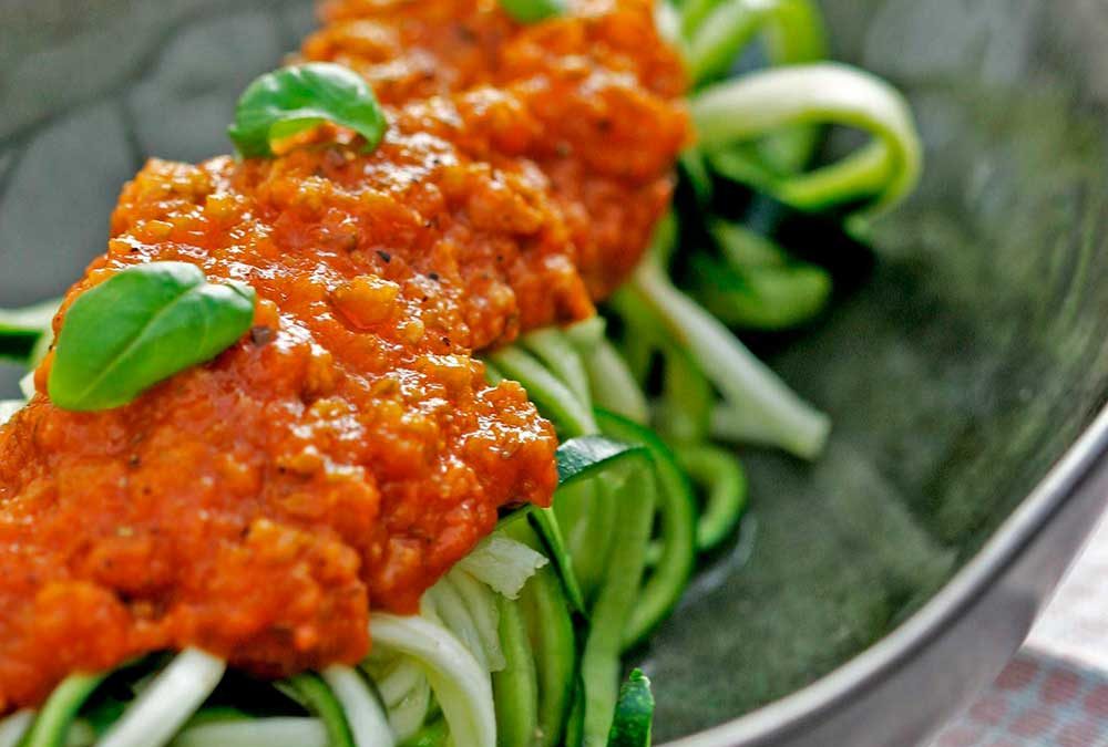 SPAGUETTIS DE ZAPALLO ITALIANO CON BOLOÑESA (RECETA PARA DOS)